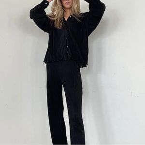Black Ribbed Pant Set